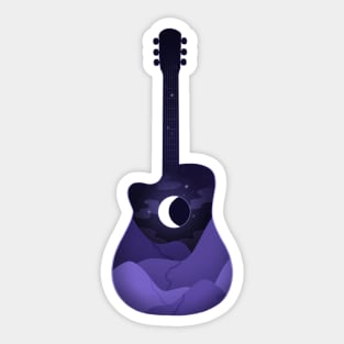 Moon Guitar Sticker